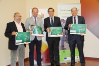 De izquierda a derecha, Francisco Villamandos, Francisco de Paula Algar, Jos Carlos Gmez Villamandos y Antonio Cubero Atienza en la rueda de prensa para presentar la nueva edicin de Ecocampus